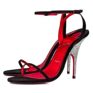 Christian Louboutin Arch Queen Strass Black Suede Crystal Heels IT 36.5 US 6.5
